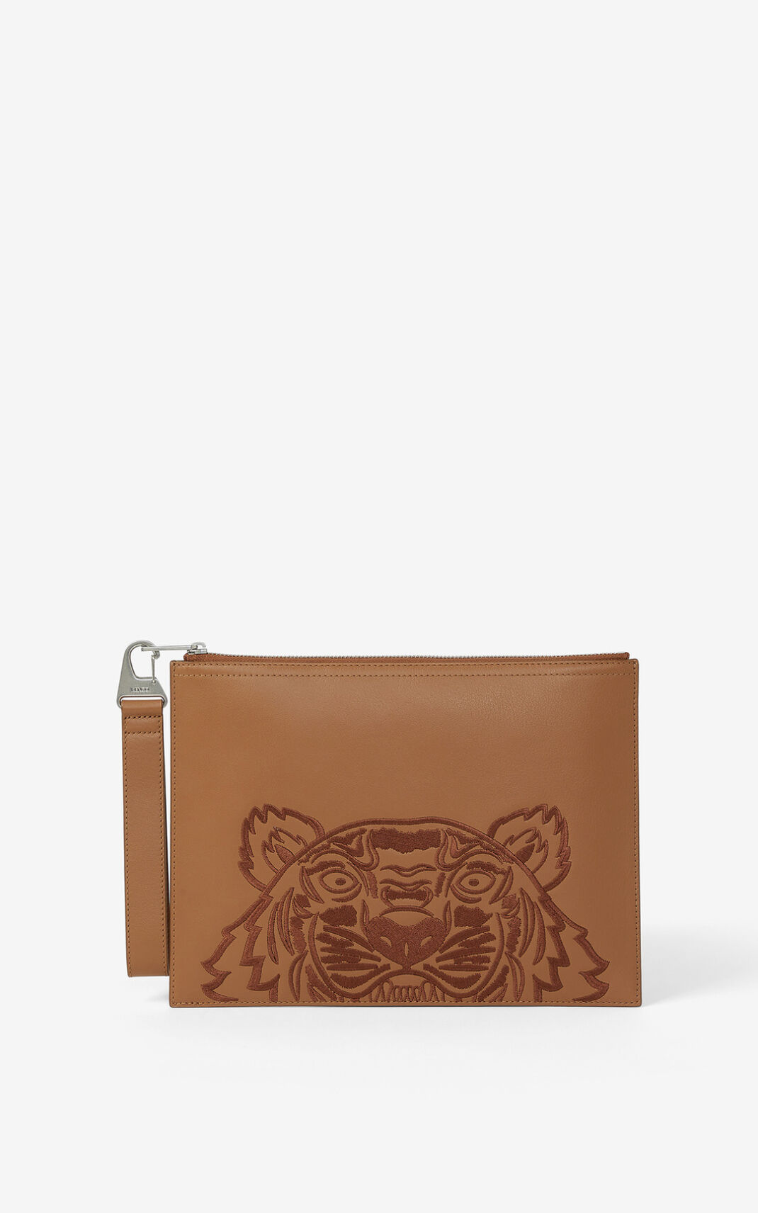 Kenzo Kampus Tiger large grained Læder Clutch Herre - Brune DK-594355